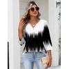 Zeagoo Womens 3/4 Length Sleeve Tops V Neck Dressy Casual T Shirts Pleated Business Work Blouses Basic Tees S-3XL(Jb204)