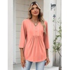 Zeagoo Womens 3/4 Length Sleeve Tops V Neck Dressy Casual T Shirts Pleated Business Work Blouses Basic Tees S-3XL(Jh586)