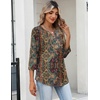 Zeagoo Womens 3/4 Length Sleeve Tops V Neck Dressy Casual T Shirts Pleated Business Work Blouses Basic Tees S-3XL(Mz721)