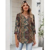 Zeagoo Womens 3/4 Length Sleeve Tops V Neck Dressy Casual T Shirts Pleated Business Work Blouses Basic Tees S-3XL(Mz721)