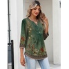 Zeagoo Womens 3/4 Length Sleeve Tops V Neck Dressy Casual T Shirts Pleated Business Work Blouses Basic Tees S-3XL(Mz839)