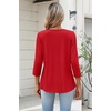 Zeagoo Womens 3/4 Length Sleeve Tops V Neck Dressy Casual T Shirts Pleated Business Work Blouses Basic Tees S-3XL(Red)