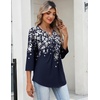 Zeagoo Womens 3/4 Length Sleeve Tops V Neck Dressy Casual T Shirts Pleated Business Work Blouses Basic Tees S-3XL(Sf103)