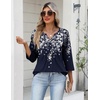 Zeagoo Womens 3/4 Length Sleeve Tops V Neck Dressy Casual T Shirts Pleated Business Work Blouses Basic Tees S-3XL(Sf103)