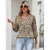 Zeagoo Womens 3/4 Length Sleeve Tops V Neck Dressy Casual T Shirts Pleated Business Work Blouses Basic Tees S-3XL(Sf154)
