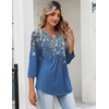Zeagoo Womens 3/4 Length Sleeve Tops V Neck Dressy Casual T Shirts Pleated Business Work Blouses Basic Tees S-3XL(Sf233)