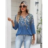 Zeagoo Womens 3/4 Length Sleeve Tops V Neck Dressy Casual T Shirts Pleated Business Work Blouses Basic Tees S-3XL(Sf233)