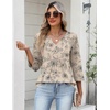 Zeagoo Womens 3/4 Length Sleeve Tops V Neck Dressy Casual T Shirts Pleated Business Work Blouses Basic Tees S-3XL(Sp31)