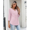 Zeagoo Womens 3/4 Length Sleeve Tops V Neck Dressy Casual T Shirts Pleated Business Work Blouses Basic Tees S-3XL(Tz300)