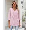 Zeagoo Womens 3/4 Length Sleeve Tops V Neck Dressy Casual T Shirts Pleated Business Work Blouses Basic Tees S-3XL(Tz300)