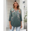 Zeagoo Womens 3/4 Length Sleeve Tops V Neck Dressy Casual T Shirts Pleated Business Work Blouses Basic Tees S-3XL(Wf71)