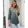 Zeagoo Womens 3/4 Length Sleeve Tops V Neck Dressy Casual T Shirts Pleated Business Work Blouses Basic Tees S-3XL(Wf71)