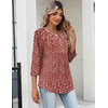 Zeagoo Womens 3/4 Length Sleeve Tops V Neck Dressy Casual T Shirts Pleated Business Work Blouses Basic Tees S-3XL(Xh518)