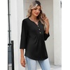 Zeagoo Womens 3/4 Length Sleeve Tops V Neck Dressy Casual T Shirts Pleated Business Work Blouses Basic Tees S-3XL(Z-black)