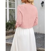 Zeagoo Women’s Bolero Shrug Crochet Cropped Cardigan Summer 3/4 Sleeve Lightweight Cardigans for Dress(Light Pink)