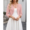 Zeagoo Women’s Bolero Shrug Crochet Cropped Cardigan Summer 3/4 Sleeve Lightweight Cardigans for Dress(Light Pink)