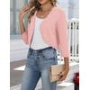 Zeagoo Women’s Bolero Shrug Crochet Cropped Cardigan Summer 3/4 Sleeve Lightweight Cardigans for Dress(Light Pink)