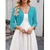 Zeagoo Women’s Bolero Shrug Crochet Cropped Cardigan Summer 3/4 Sleeve Lightweight Cardigans for Dress(Turquoise)
