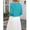 Zeagoo Women’s Bolero Shrug Crochet Cropped Cardigan Summer 3/4 Sleeve Lightweight Cardigans for Dress(Turquoise)