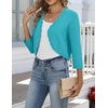 Zeagoo Women’s Bolero Shrug Crochet Cropped Cardigan Summer 3/4 Sleeve Lightweight Cardigans for Dress(Turquoise)
