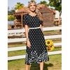 Zeagoo Womens Casual Dresses for Summer Short Sleeve Flare Midi Dress Loose Beach Sundress Pleated Front Dress with Pockets(Black Sp122)