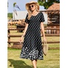 Zeagoo Womens Casual Dresses for Summer Short Sleeve Flare Midi Dress Loose Beach Sundress Pleated Front Dress with Pockets(Black Sp122)