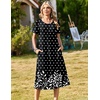 Zeagoo Womens Casual Dresses for Summer Short Sleeve Flare Midi Dress Loose Beach Sundress Pleated Front Dress with Pockets(Black Sp122)