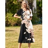 Zeagoo Womens Casual Dresses for Summer Short Sleeve Flare Midi Dress Loose Beach Sundress Pleated Front Dress with Pockets(Black White)