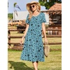 Zeagoo Womens Casual Dresses for Summer Short Sleeve Flare Midi Dress Loose Beach Sundress Pleated Front Dress with Pockets(Green Sf237)