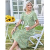 Zeagoo Womens Casual Dresses for Summer Short Sleeve Flare Midi Dress Loose Beach Sundress Pleated Front Dress with Pockets(Green Xh534)