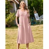 Zeagoo Womens Casual Dresses for Summer Short Sleeve Flare Midi Dress Loose Beach Sundress Pleated Front Dress with Pockets(Pink Jh1)