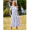 Zeagoo Womens Casual Dresses for Summer Short Sleeve Flare Midi Dress Loose Beach Sundress Pleated Front Dress with Pockets(White Dh342)