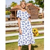 Zeagoo Womens Casual Dresses for Summer Short Sleeve Flare Midi Dress Loose Beach Sundress Pleated Front Dress with Pockets(White Dh342)