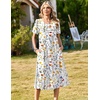Zeagoo Womens Casual Dresses for Summer Short Sleeve Flare Midi Dress Loose Beach Sundress Pleated Front Dress with Pockets(White Xh403)