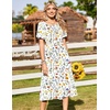 Zeagoo Womens Casual Dresses for Summer Short Sleeve Flare Midi Dress Loose Beach Sundress Pleated Front Dress with Pockets(White Xh403)