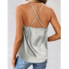 Zeagoo Women’s Cowl Neck Satin Camisole Sleeveless Sexy Spaghetti Strap Silk Cami Backless Tank Tops Halter Basic Tank Shirts Misty Grey
