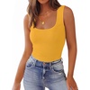 Zeagoo Women’s Double Lined Square Neck Tank Top Sleeveless Basic Crop Tops Trendy Going Out Tops(Yellow)