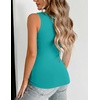 Zeagoo Women’s Double Lined V Neck Tank Tops Summer Slim Fit Basic Sleeveless Shirts Cute Trendy Going Out Tops(Turquoise)