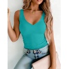 Zeagoo Women’s Double Lined V Neck Tank Tops Summer Slim Fit Basic Sleeveless Shirts Cute Trendy Going Out Tops(Turquoise)