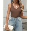 Zeagoo Womens Ribbed Tank Tops 2026 V Neck Slim Fit Knit Sleeveless Shirts Casual Basic Tee(Brown)