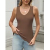 Zeagoo Womens Ribbed Tank Tops 2026 V Neck Slim Fit Knit Sleeveless Shirts Casual Basic Tee(Brown)