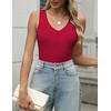 Zeagoo Womens Ribbed Tank Tops 2026 V Neck Slim Fit Knit Sleeveless Shirts Casual Basic Tee(Dark Red)
