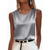 Zeagoo Womens Satin Tank Top Pleated Sleeveless Blouse Dressy Casual Tops Crewneck Silk Shirts Business Summer Clothes(Gray)