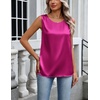 Zeagoo Womens Satin Tank Top Pleated Sleeveless Blouse Dressy Casual Tops Crewneck Silk Shirts Business Summer Clothes(Rose Red)