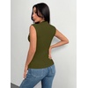Zeagoo Womens Sleeveless Mock Turtleneck Tank Tops Ribbed Lettuce Trim Tops Basic Slim Fit Shirts Casual Summer Clothes 2026(Army Green)