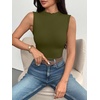 Zeagoo Womens Sleeveless Mock Turtleneck Tank Tops Ribbed Lettuce Trim Tops Basic Slim Fit Shirts Casual Summer Clothes 2026(Army Green)