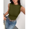 Zeagoo Womens Sleeveless Mock Turtleneck Tank Tops Ribbed Lettuce Trim Tops Basic Slim Fit Shirts Casual Summer Clothes 2026(Army Green)