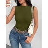 Zeagoo Womens Sleeveless Mock Turtleneck Tank Tops Ribbed Lettuce Trim Tops Basic Slim Fit Shirts Casual Summer Clothes 2026(Army Green)