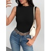 Zeagoo Womens Sleeveless Mock Turtleneck Tank Tops Ribbed Lettuce Trim Tops Basic Slim Fit Shirts Casual Summer Clothes 2026(Black)