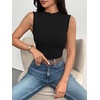 Zeagoo Womens Sleeveless Mock Turtleneck Tank Tops Ribbed Lettuce Trim Tops Basic Slim Fit Shirts Casual Summer Clothes 2026(Black)